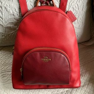 Coach Leather Carrie Backpack in Red Colorblock